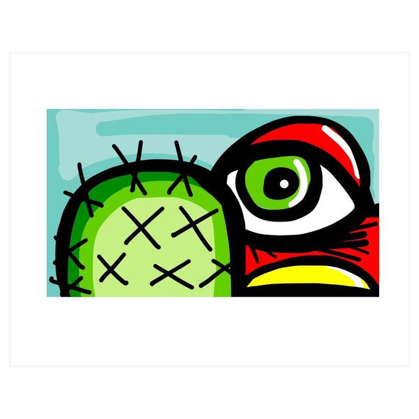 Prints) Red Bird and Cactus  Abe Tostado